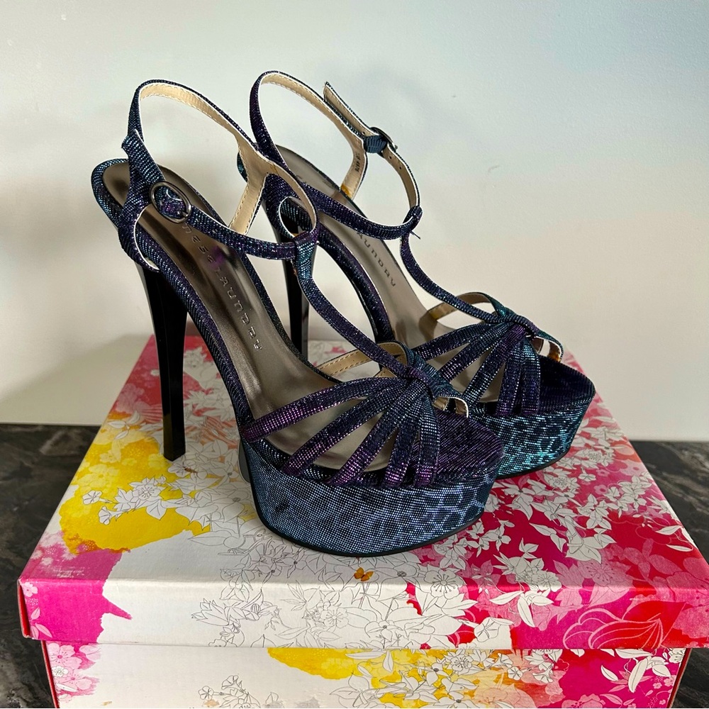 Chinese Laundry Take Care Platform Giraffe Multi-Blue High Heels